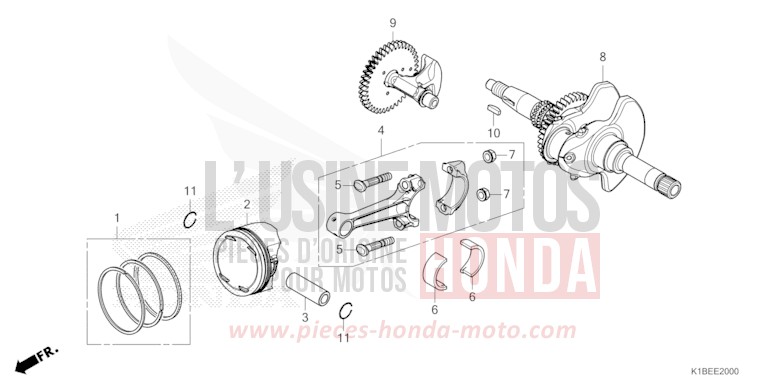 CRANKSHAFT/PISTON for Forza 350 MAT ROBUST GRAY METALLIC (NHC74) from 2023